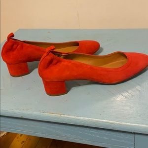 J crew suede block heel pump. Size 8.5. Red.